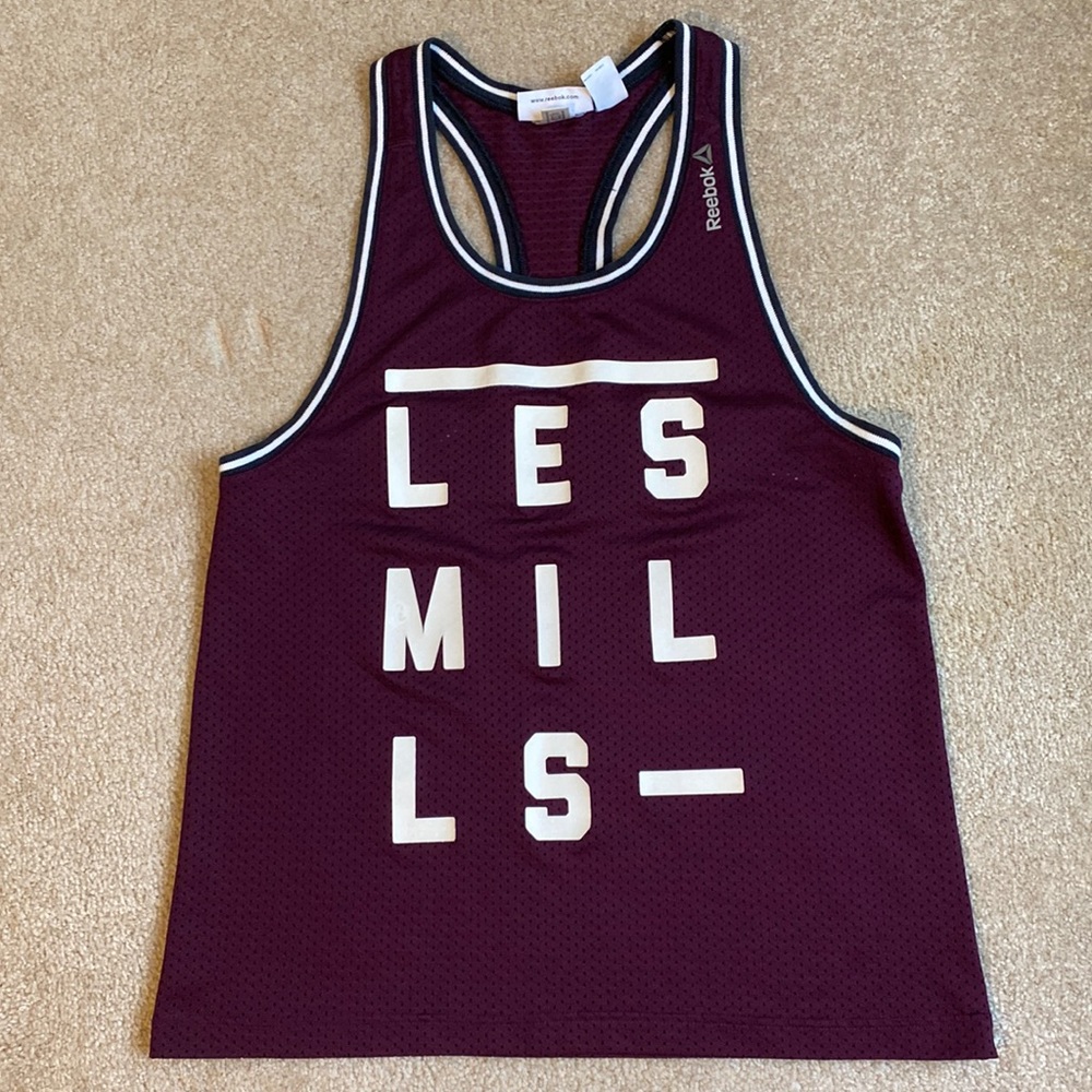 Reebok Maroon Racerback Tank with White Lettering